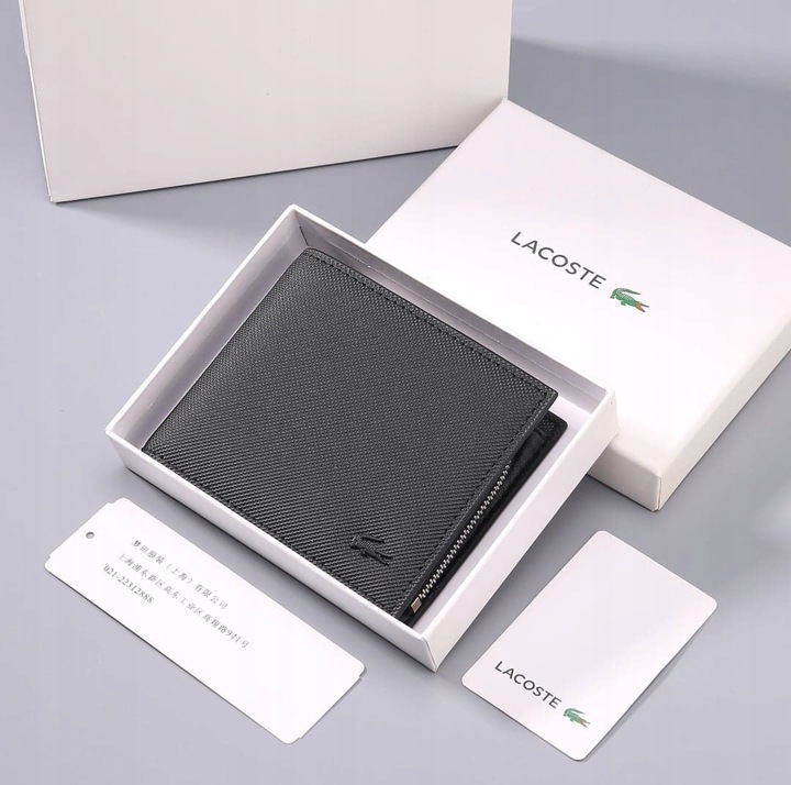 Peňaženka - Lacoste Peňaženka Prírodná koža Čierna Čierna 3D - Pánsky produkt