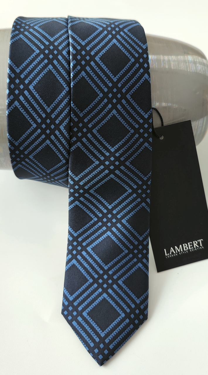 Lambert kravata Wólczanka Navy Blue Grille 6 cm