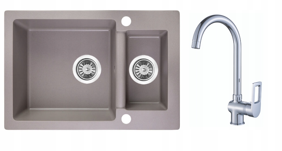 Kuchynská batéria - Laveo Celia Granite Sink 1,5K Grey+Chrome Battery