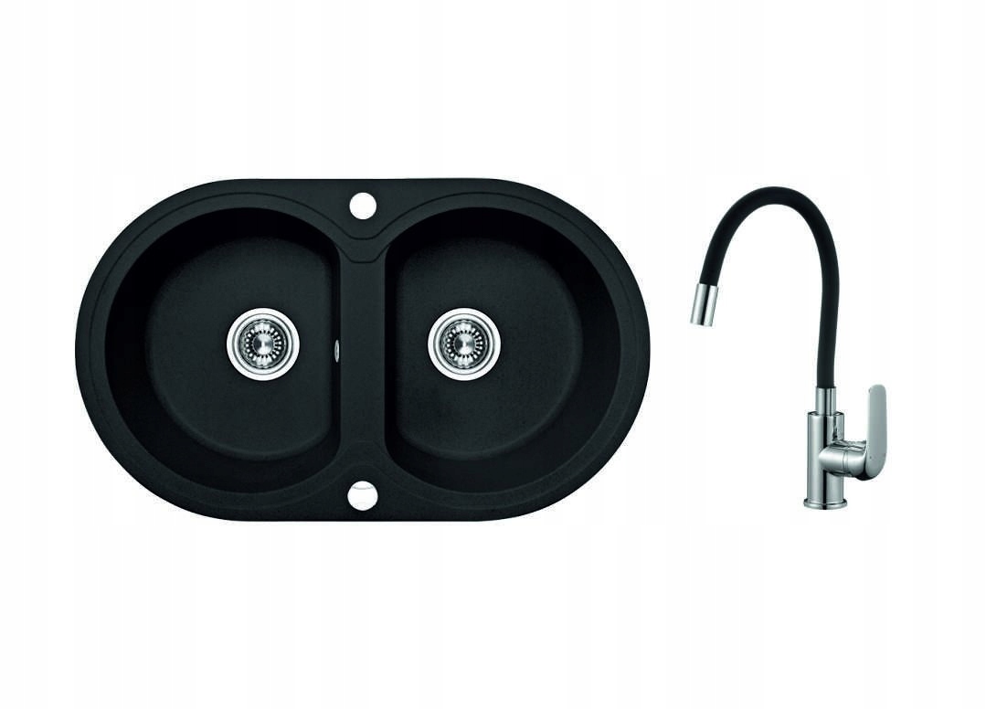 Kuchynská batéria - Laveo Dafne Granite Sink+Elza Black Battery