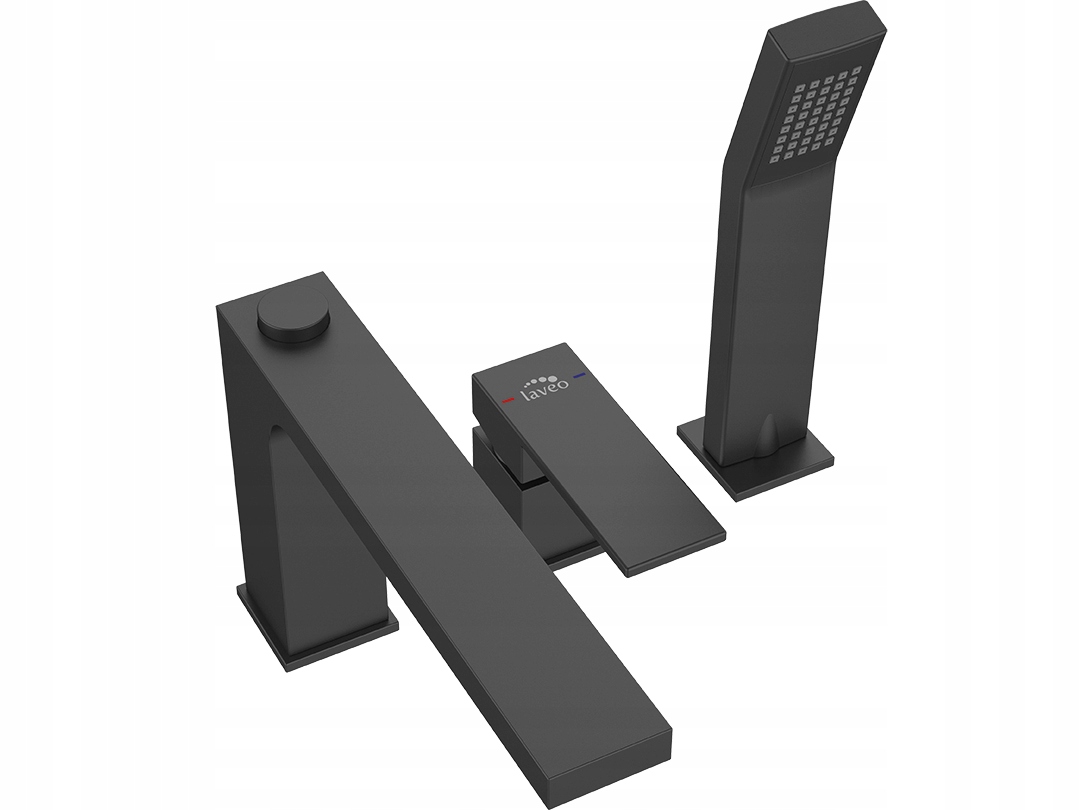 Laveo Kvadrato Bath Tap 3-Todw Black Blq713d
