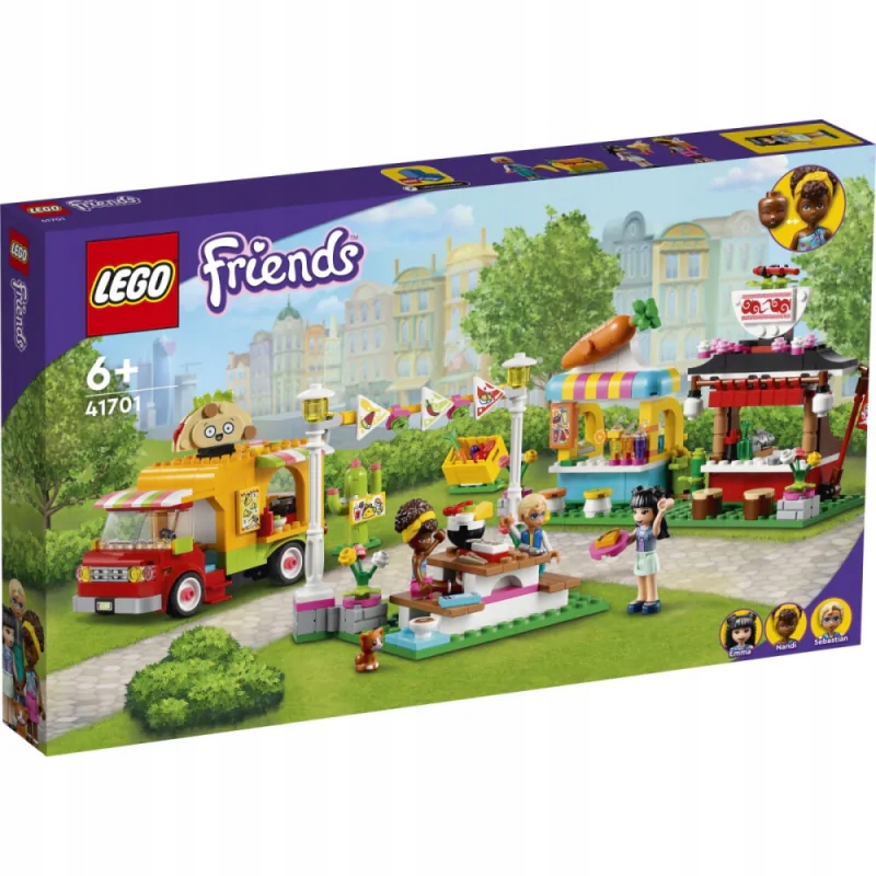 Lego priatelia zastavia s jedlom stánkov s