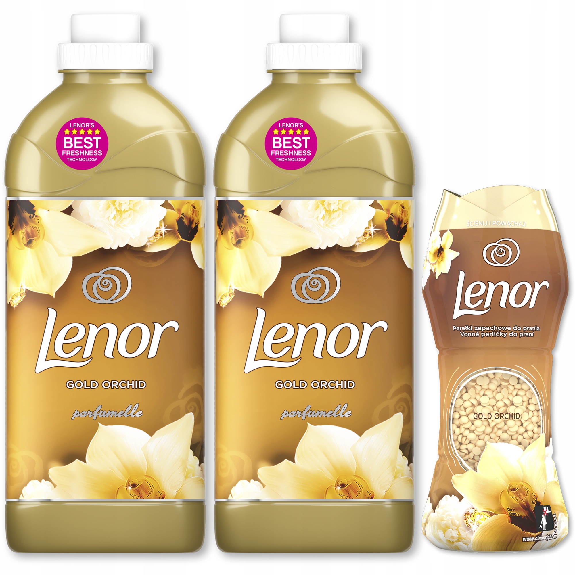 Aviváž - Lenor 2x opláchnutie kvapaliny + zlatá orchidea perly