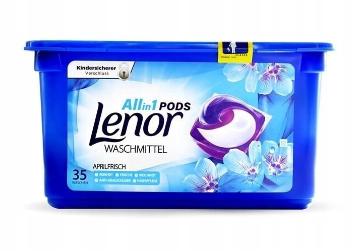 Pracie kapsuly a tablety - LENOR Kapsule 35ks 3v1 univerzálny Aprilfrisch