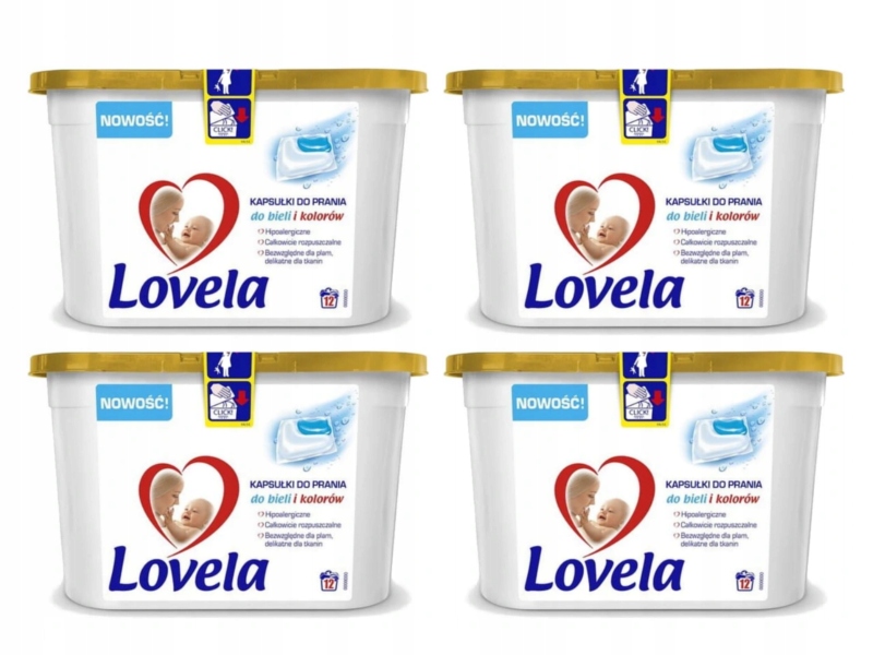 Pracie kapsuly a tablety - Lovela kapsuly na umývanie 4x 12ks biele a farby