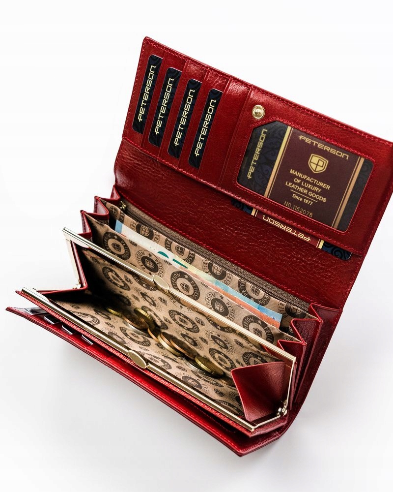 Peňaženka - Peterson Peterson Wallet Prírodná koža červená PTN BC-490-1575 Produkt červenej ženy