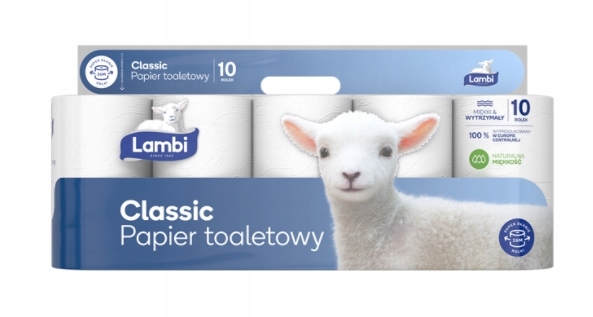 Lambi, klasický toaletný papier, 10 valčekov