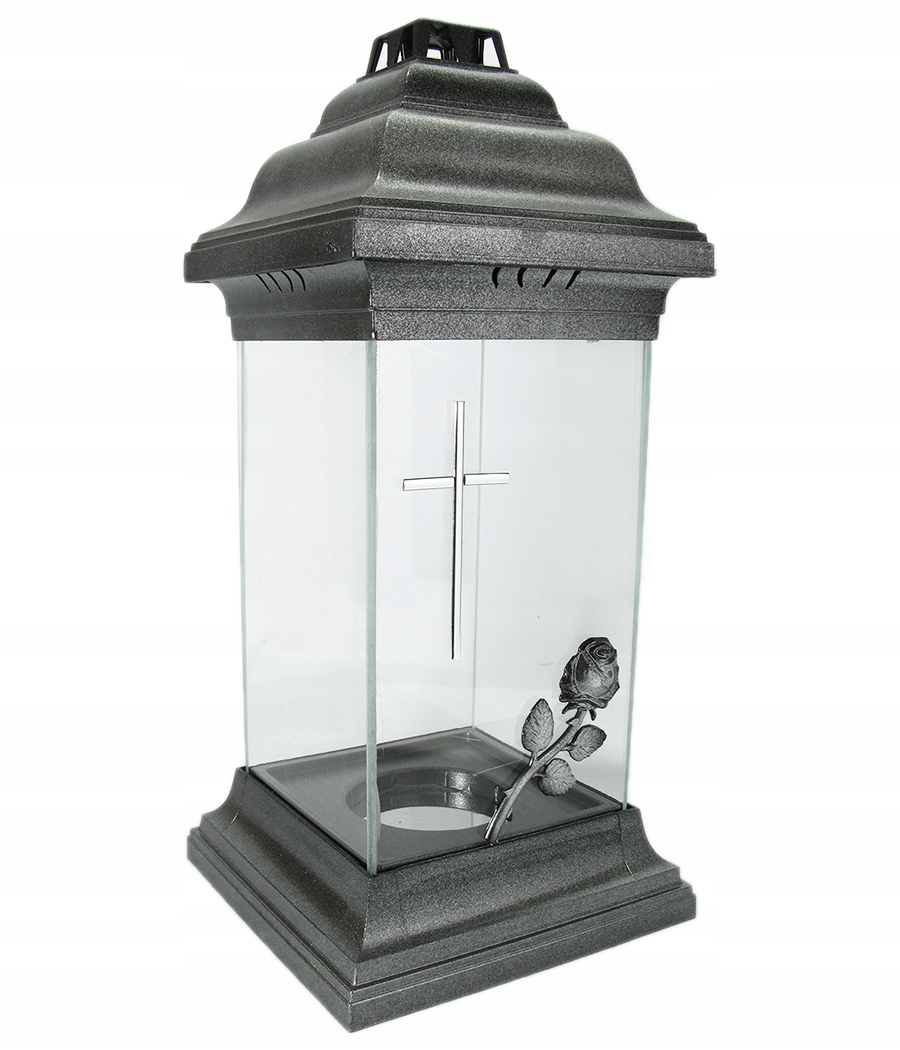 Svietnik, lampáš - Lucerna kaplnka Veľká sviečka skla s krížom 37 cm