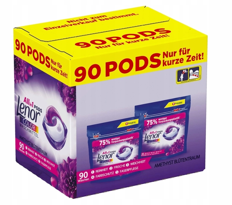 Pracie kapsuly a tablety - Lenor, all-in-1, umývanie kapsúl, 90 umývaní