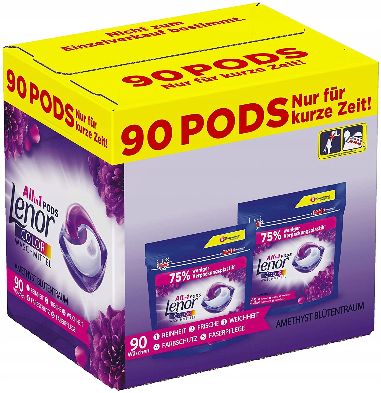 Pracie kapsuly a tablety - Lenor Ametyst All-in-1 pracie kapsule 90ks DE