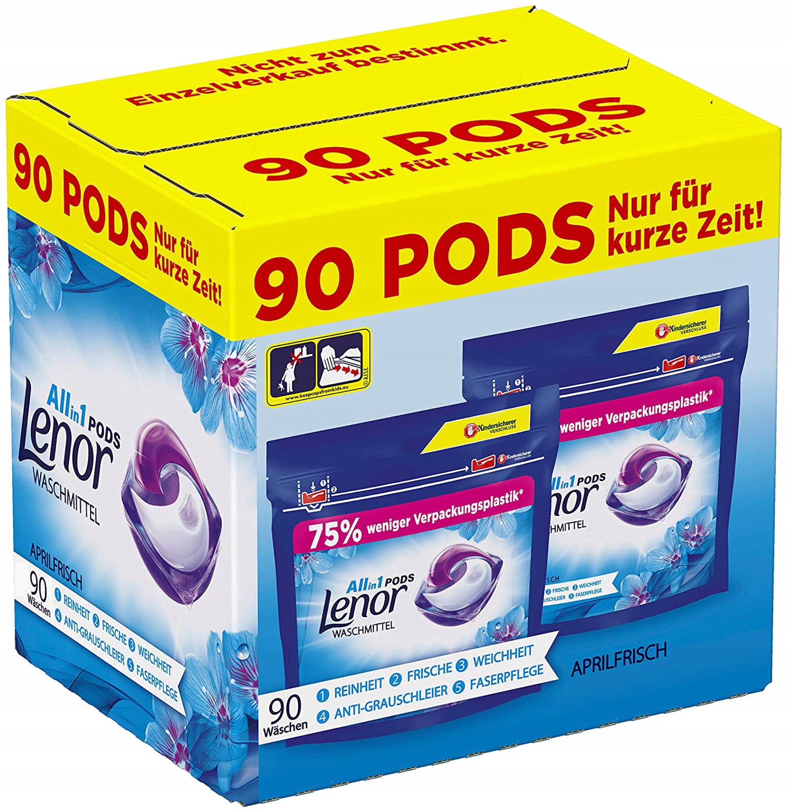 Pracie kapsuly a tablety - Lenor Apríl Frrisch All-in1 umývacie kapsuly 90ks de