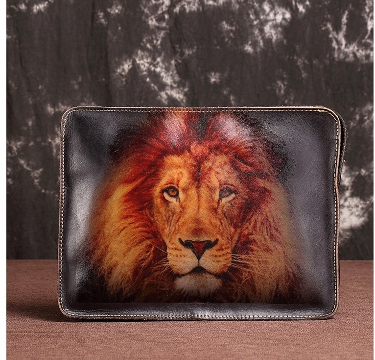 Lion-1 Oyixinger Kožený laptop luxusný priečinok notebooku