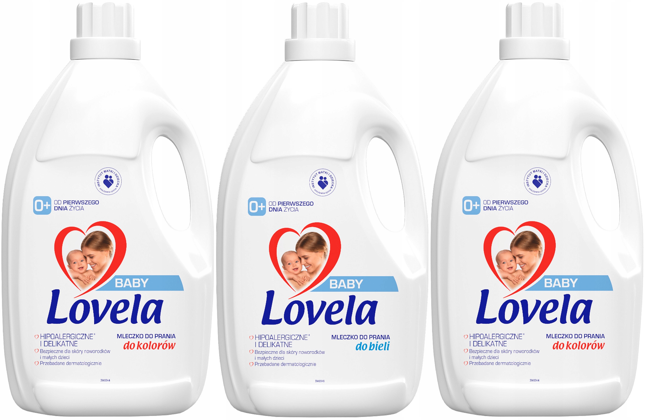 Prací gél - Lovela BABY farebné a biele mlieko 3 x 4,5 l