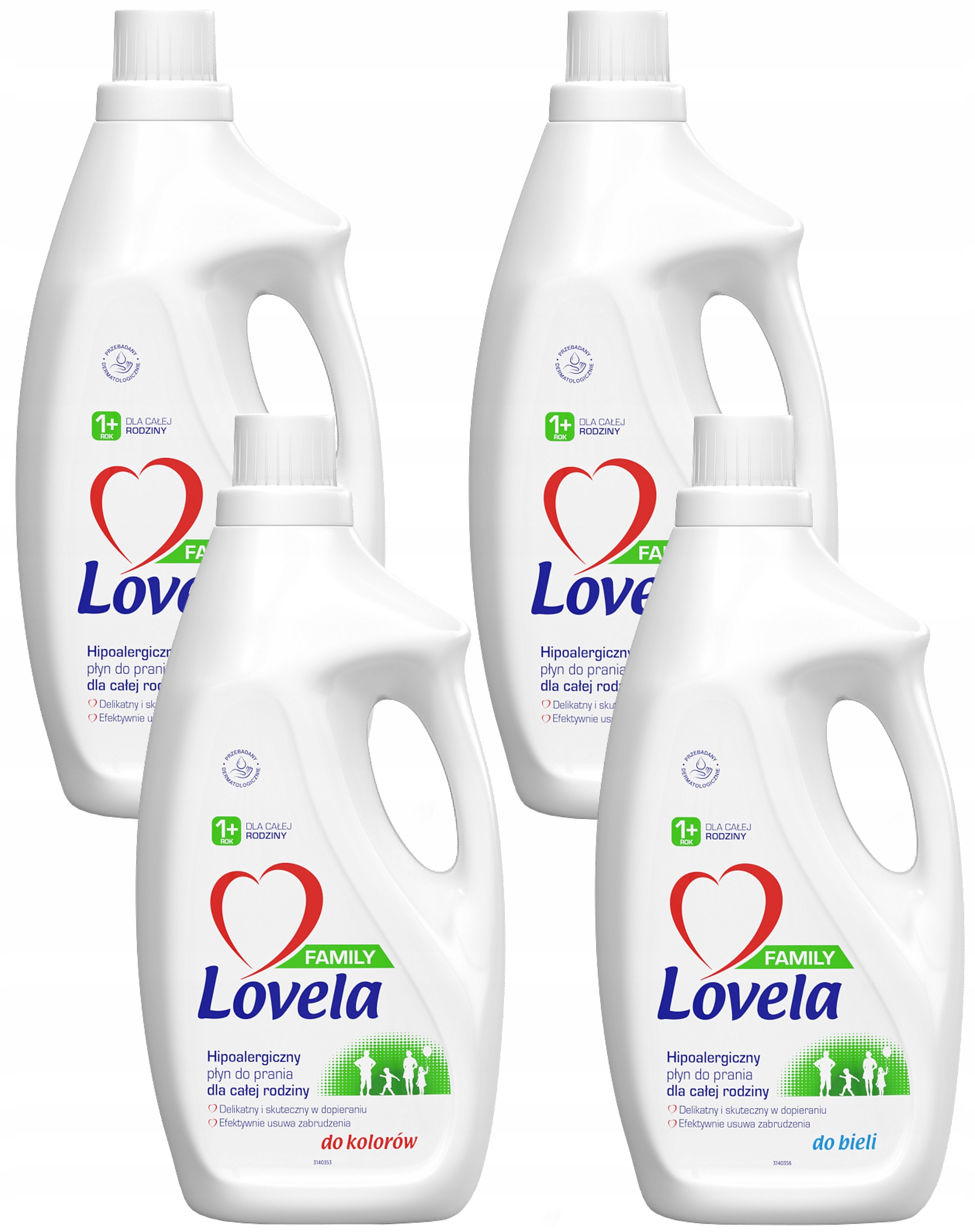 Prací gél - LOVELA RODINA LIKVIDLOSTI Biela farba 4 x 1,85l