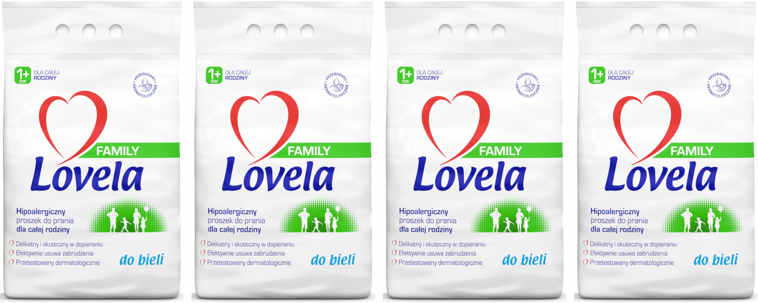 Prací  prášok - Lovela FAMILY prací prášok na bielu 4 x 2,1 kg