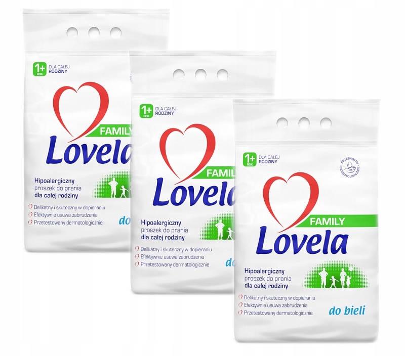 Prací prášok - Lovela Powder Family 3x2,1 kg / 84 praní Biela