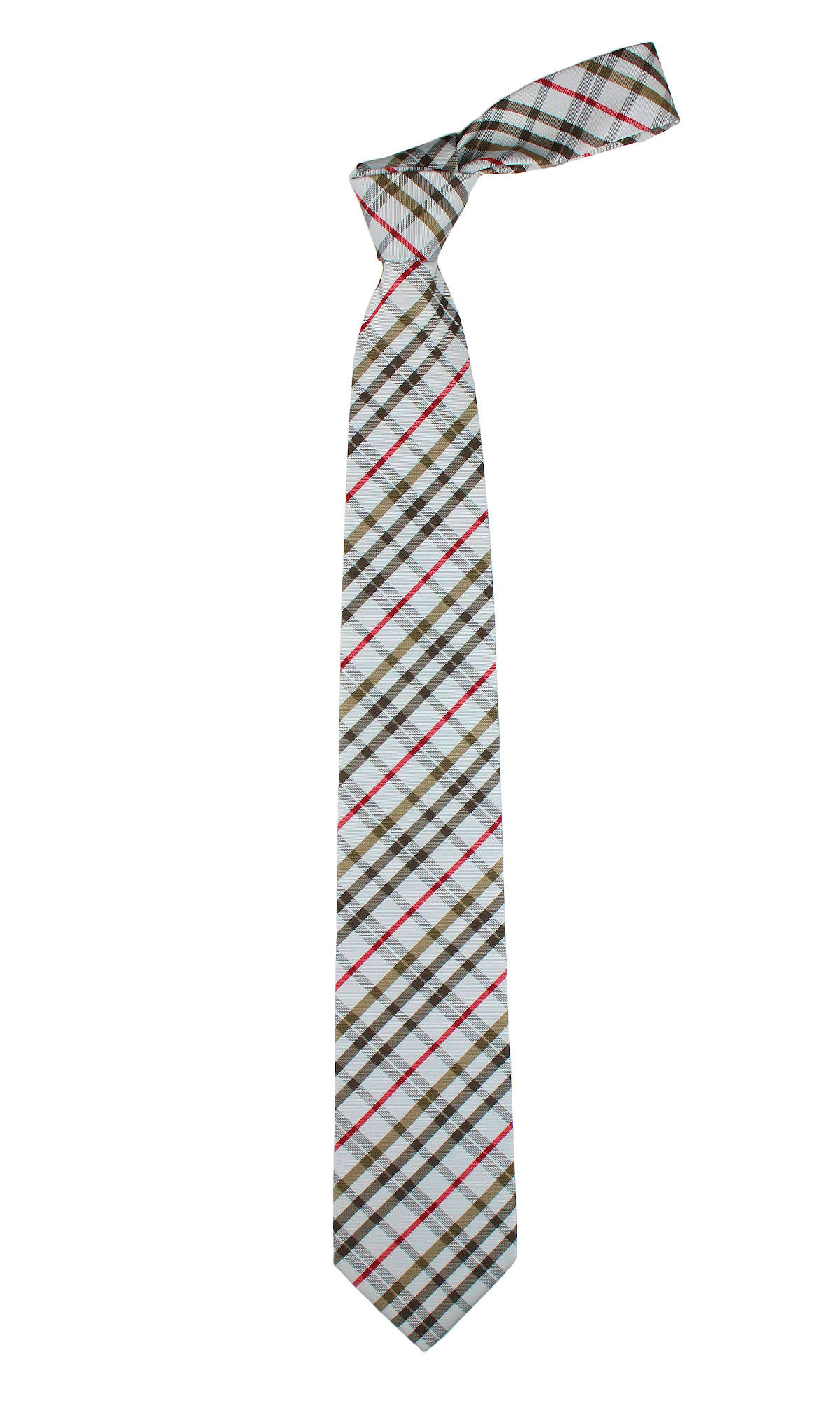 Tissino široký kravata, hnedý polyester, červená