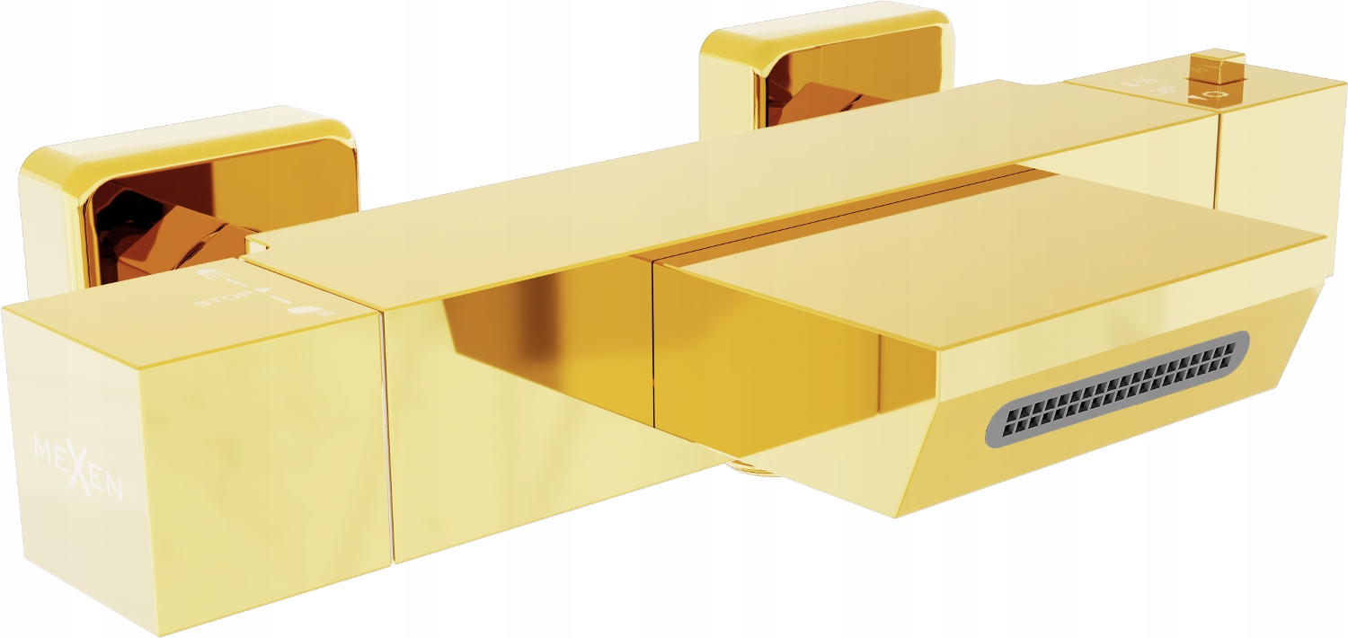 MEXEN CUBE BATERIOVÝ TERMOSTAT KASKÁDOVÝ ZLATÝ
