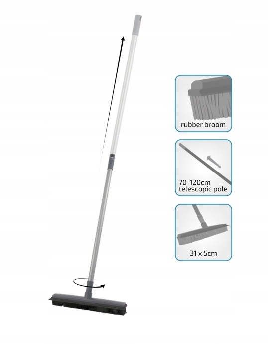 Gumová metla zametač 30 cm hriadeľa 70-120 cm