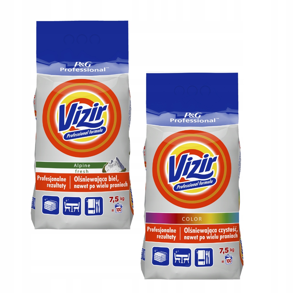 Prací  prášok - MIX VIZIR Prášok + biely 2x7,5 kg