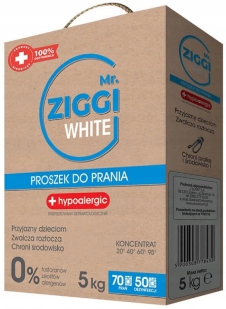Prací prášok - PÁN. Ziggi prášok pre biele hypofio biocídne 5 kg
