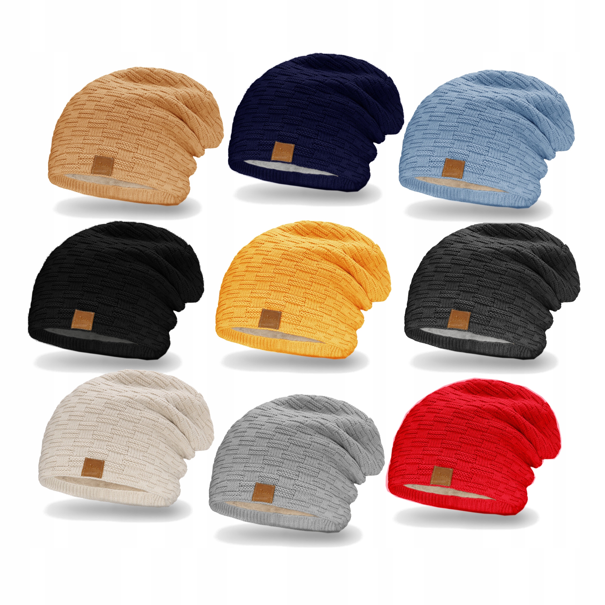 Beanie mikos zimná čiapka, čierna, červená, šedá, viacnásobná. Universal
