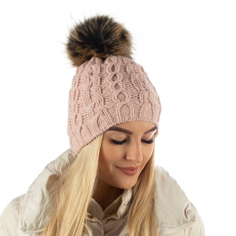 Beanie scj zimná čiapka hnedá, ružová. Universal