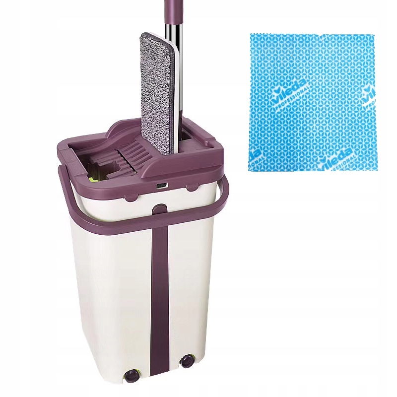 Dvojkomorový, rotačný plochý mop, vedro + Vileda