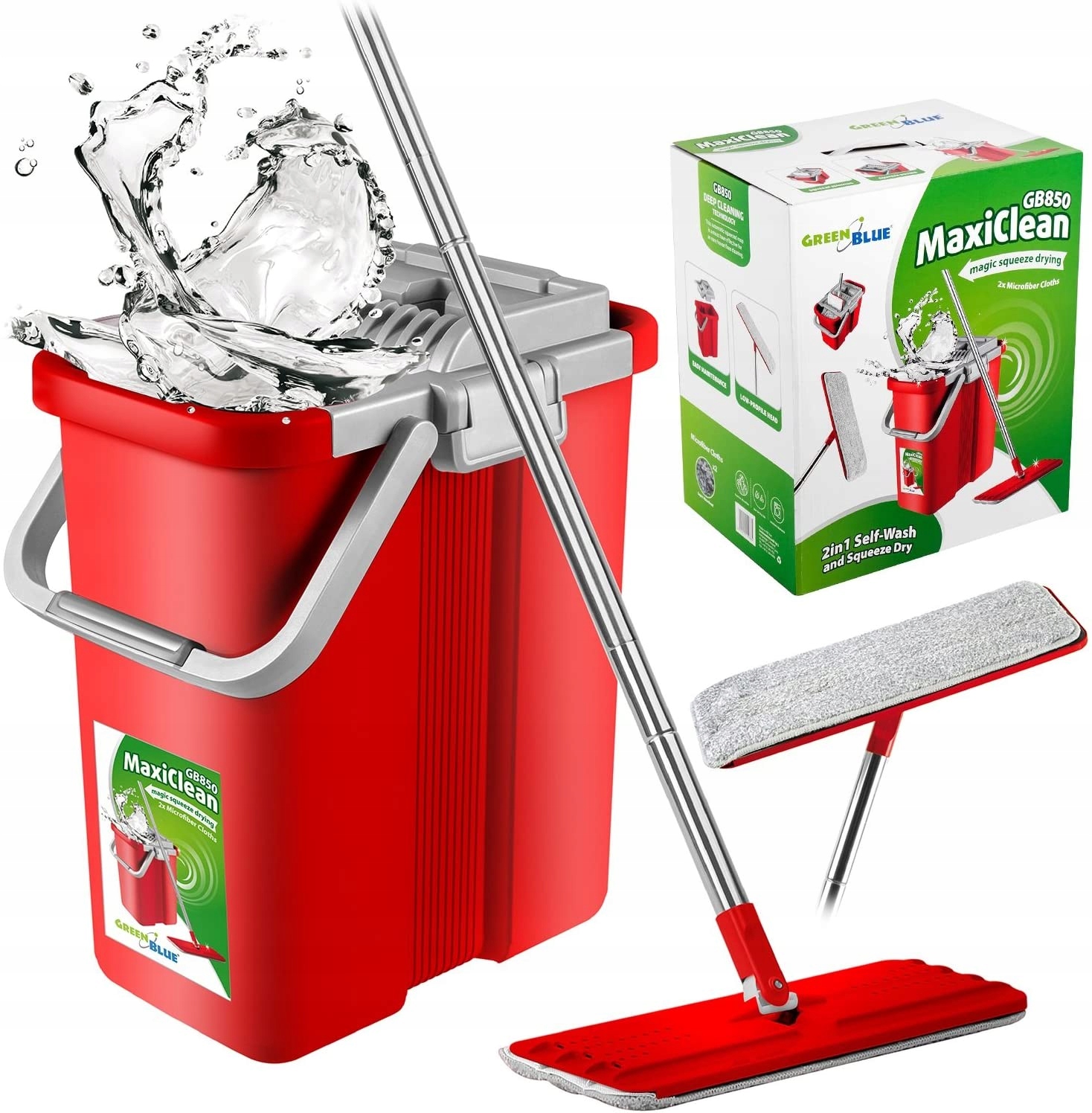 Plochý mop + vedro Zelená Modrá GB850 MaxiClean