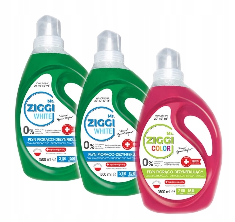 Prací gél - MR.ZIGGI Dezinfekčný kvapalný 3x1,5L mix
