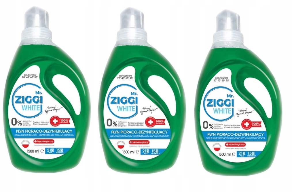 Prací gél - Pán. Ziggi kvapalina pre dezinfekčný prostriedok 3x15l biely