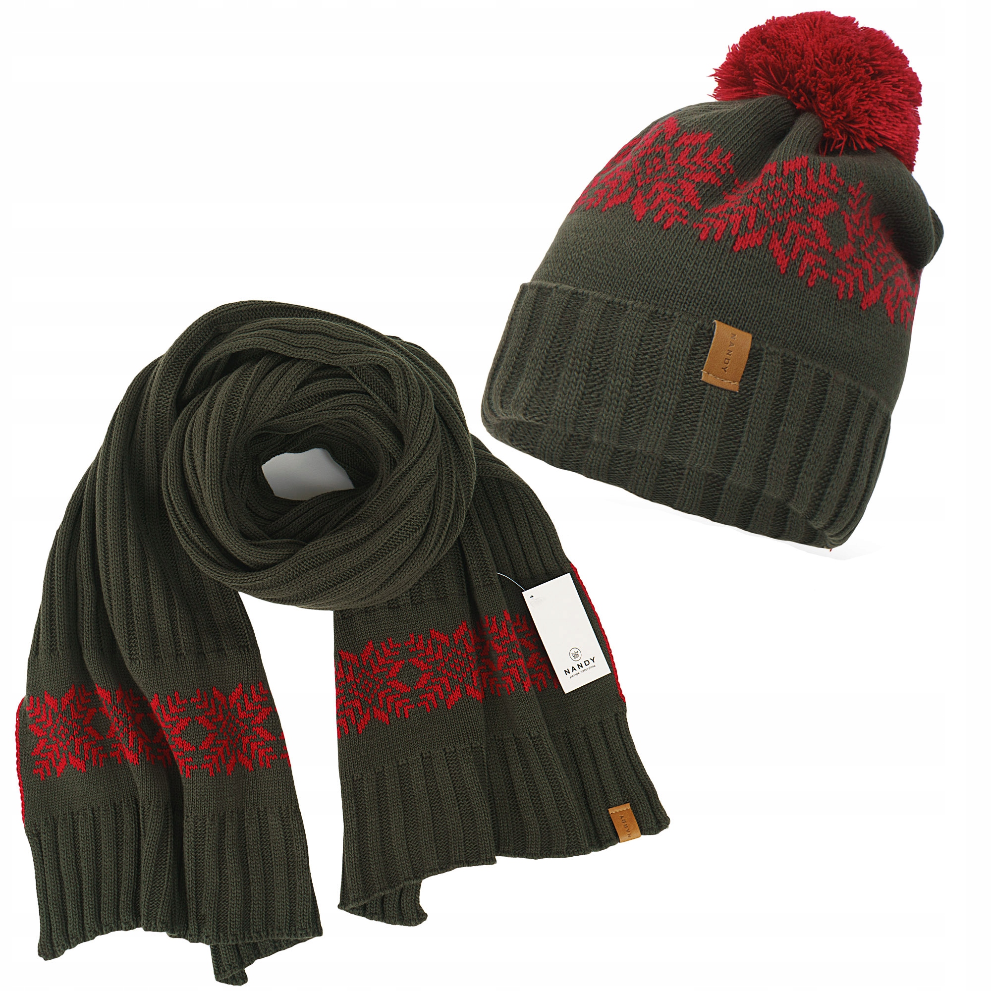 Nastavte klobúk, Nandy's Scarf Autumn a Winter Set Men's Dámska unisex viacfarebná, zelená