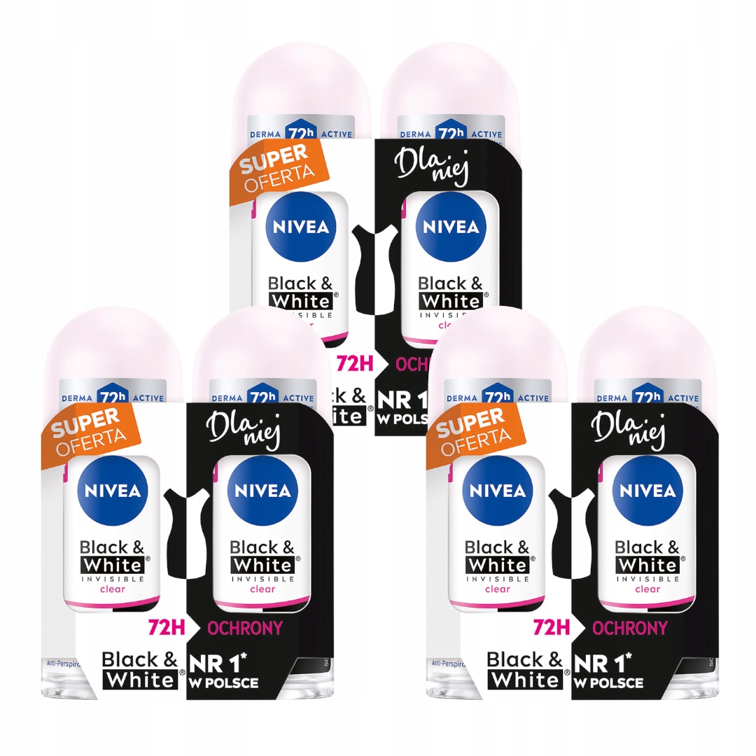 NIVEA Invisible Clear Roll-On Duopak Black & White pre ženy