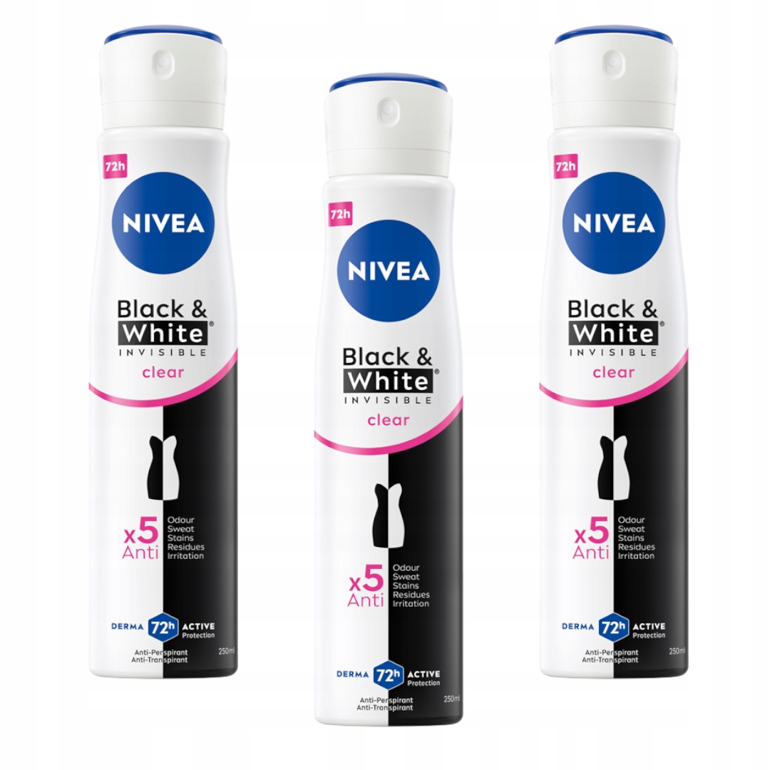 NIVEA Black&White Invisible Clear antiperspirant sprej 250 ml