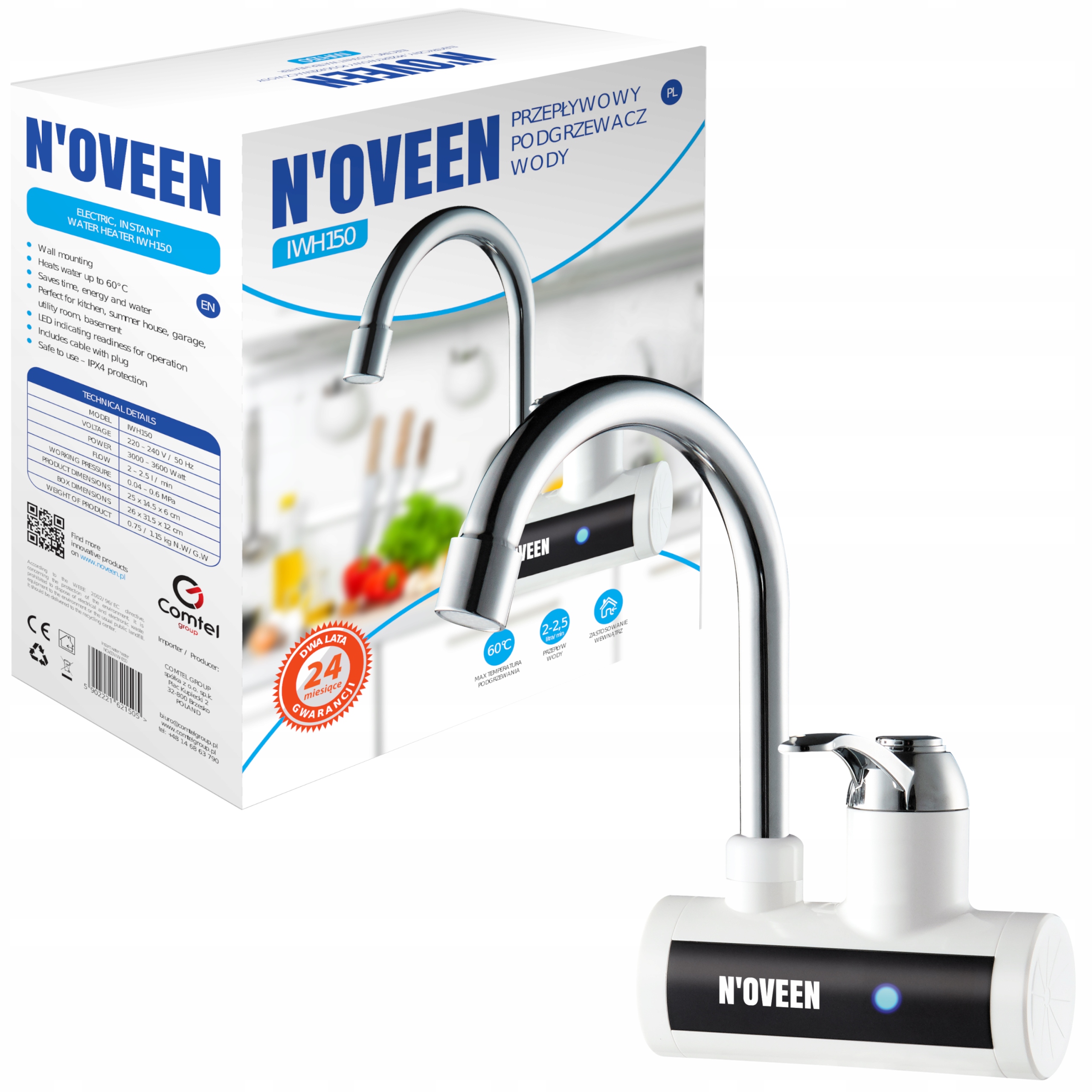Kuchynská batéria - Noveen tok iwh150 ohrievač pre vodu LED