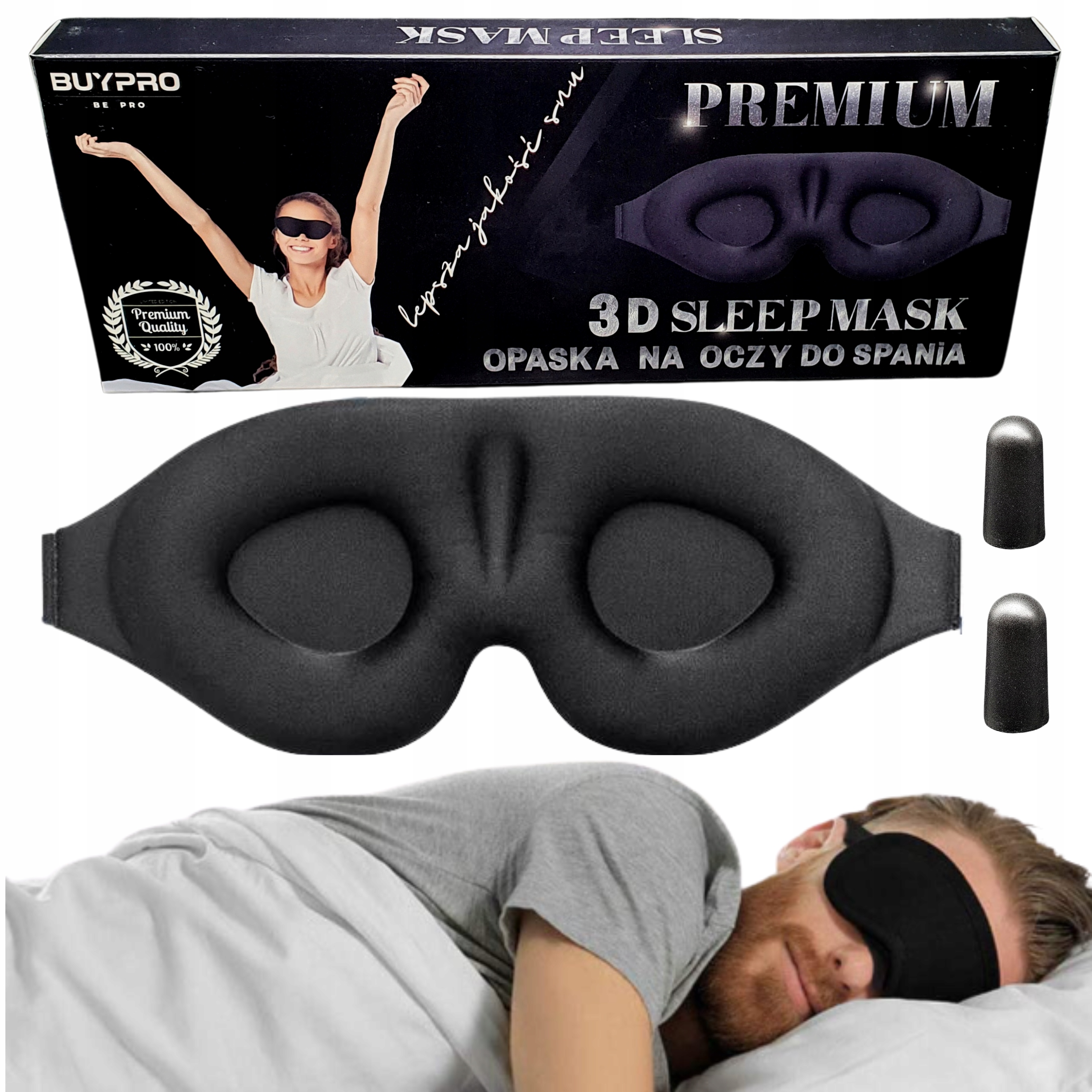 Maska na spanie - Očná čelenka 3D oči na spanie