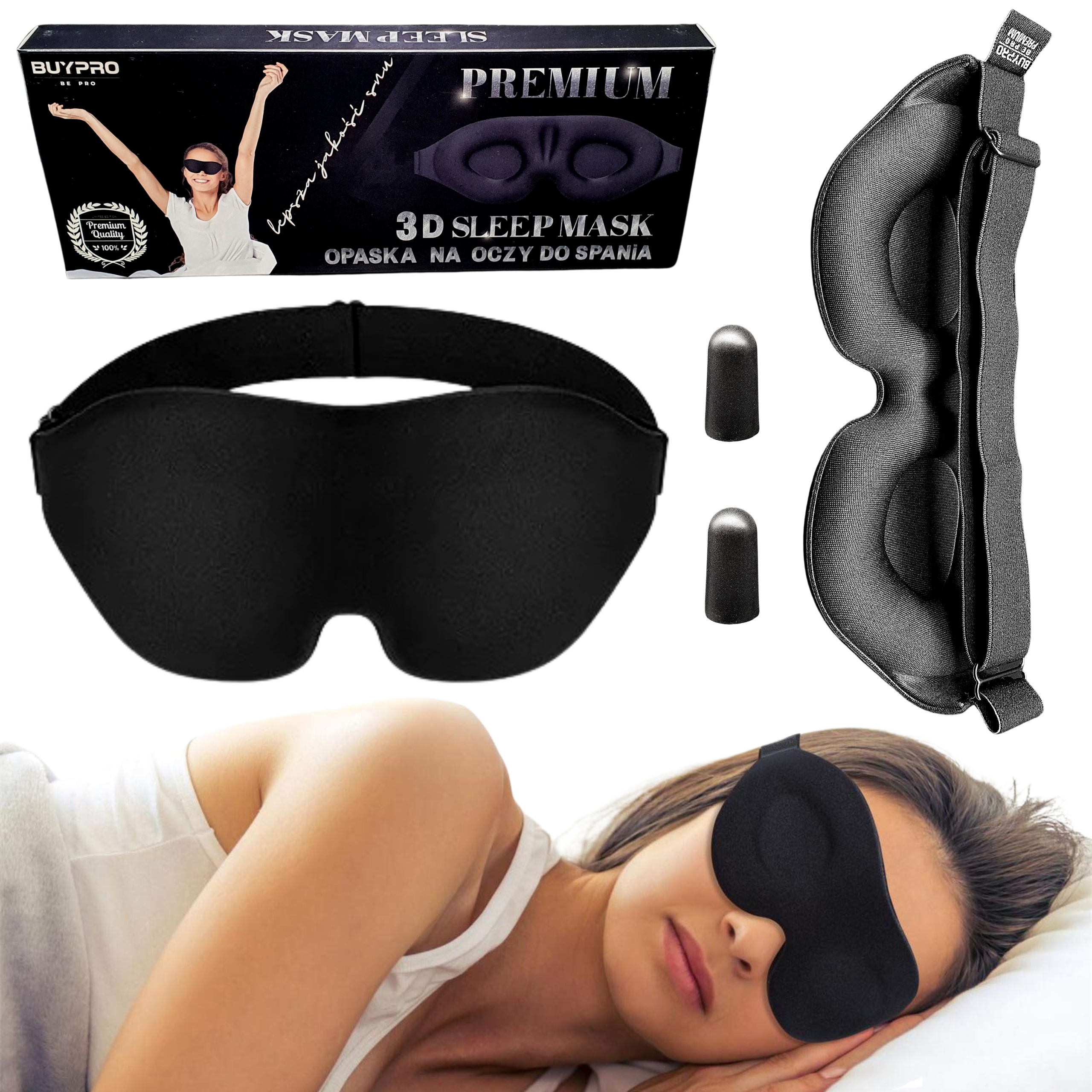 Maska na spanie - Polyesterová špongia s okuliarmi s pridaním nákupu 3D spánkovej masky Eye Eye Eye Black Sleep Sleep Sleep