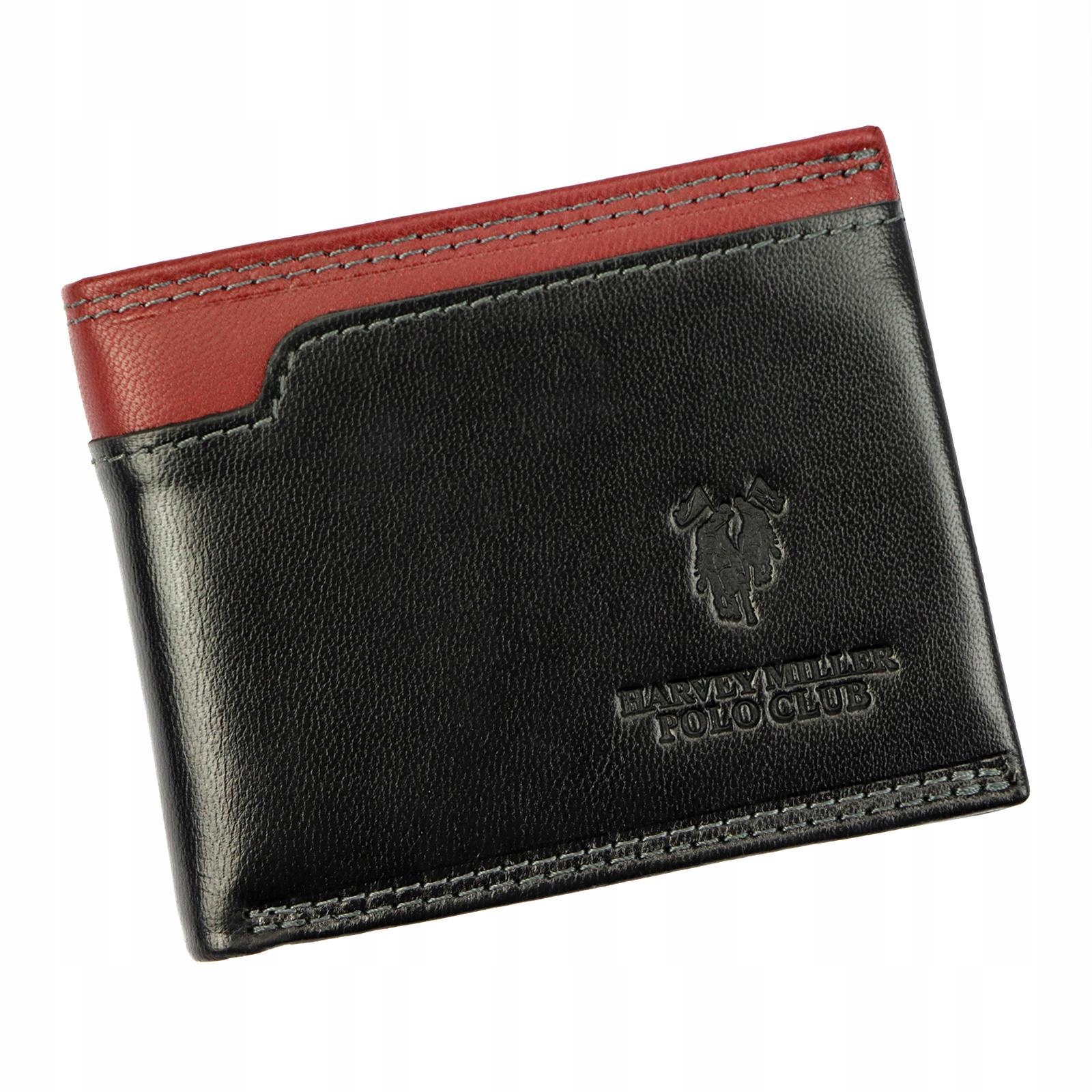 Peňaženka - Harvey Miller Polo Club Peňaženka Prírodná koža Čierna, červená 2807 992 - Pánsky produkt