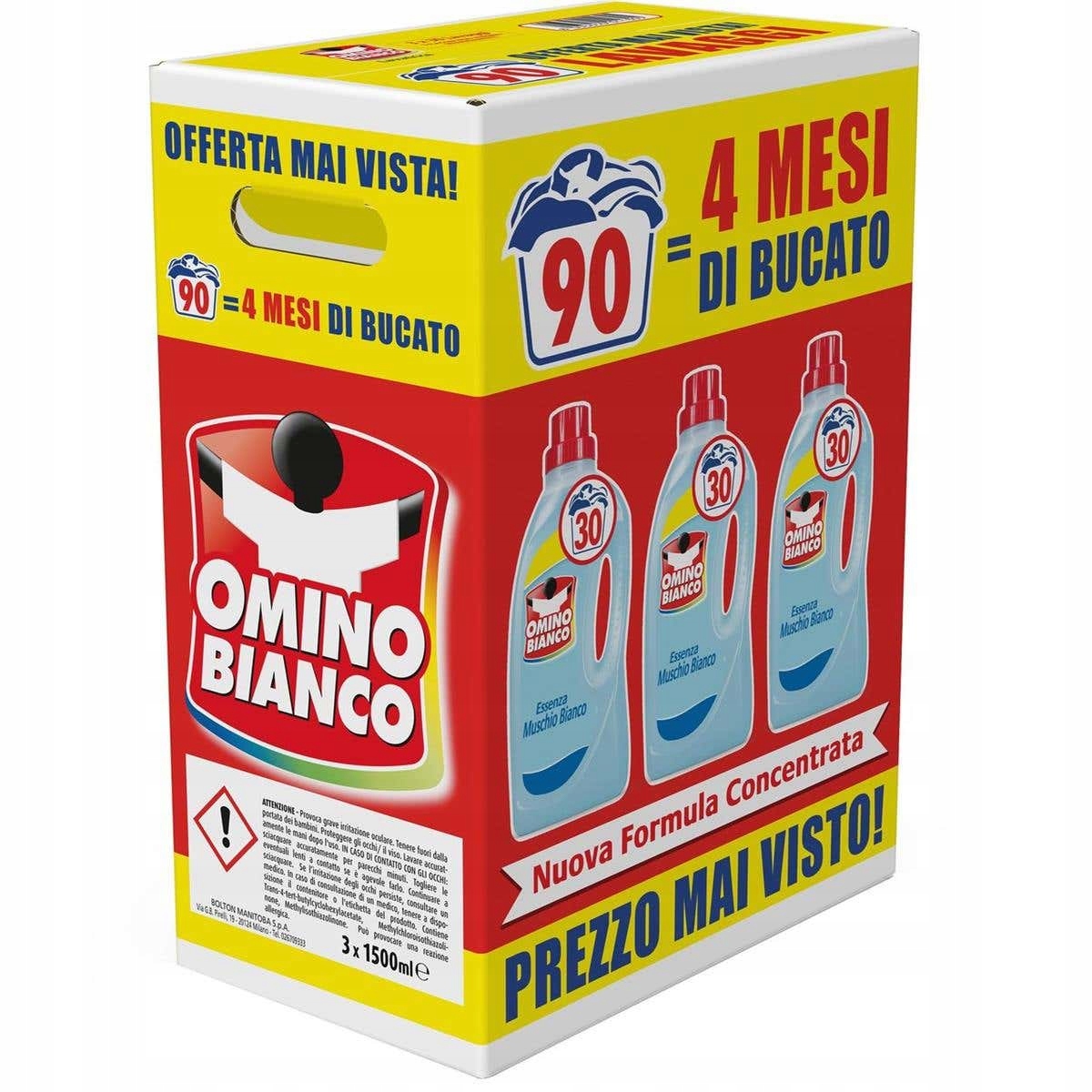 Prací gél - OMINO BIANCO BIELOKOU - Umývanie kvapaliny 3 x 1,5l