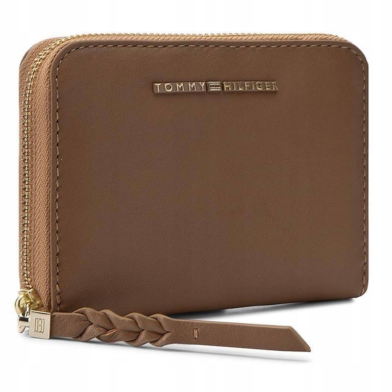 Peňaženka - Tommy Hilfiger Walfel Prírodná koža hnedá koža Twist Compact - dámsky produkt