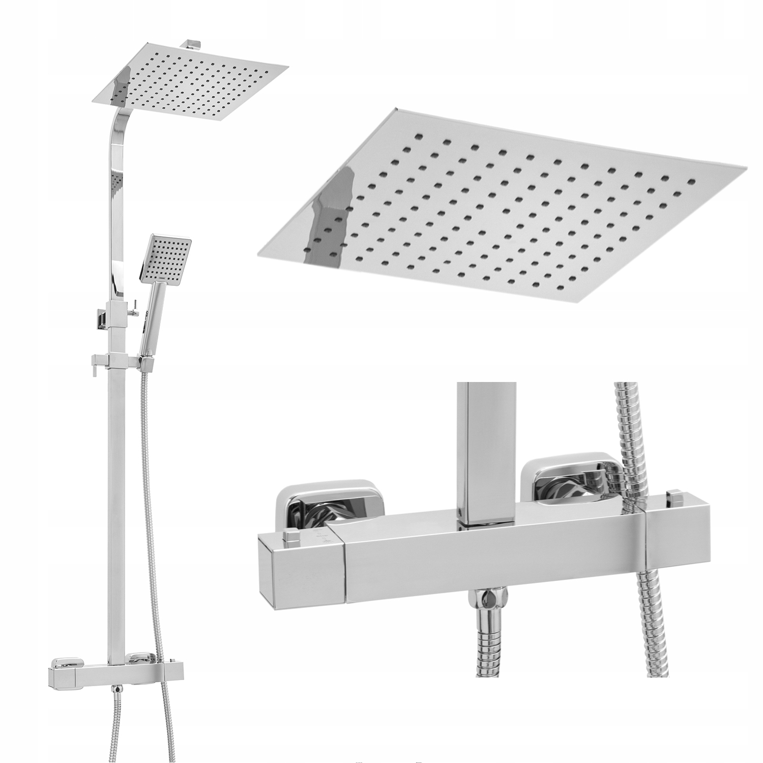 Chrómový sprchový panel s tenkou termostat batériou