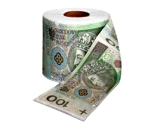 Toaletný papier PLN 100 PLN na darček