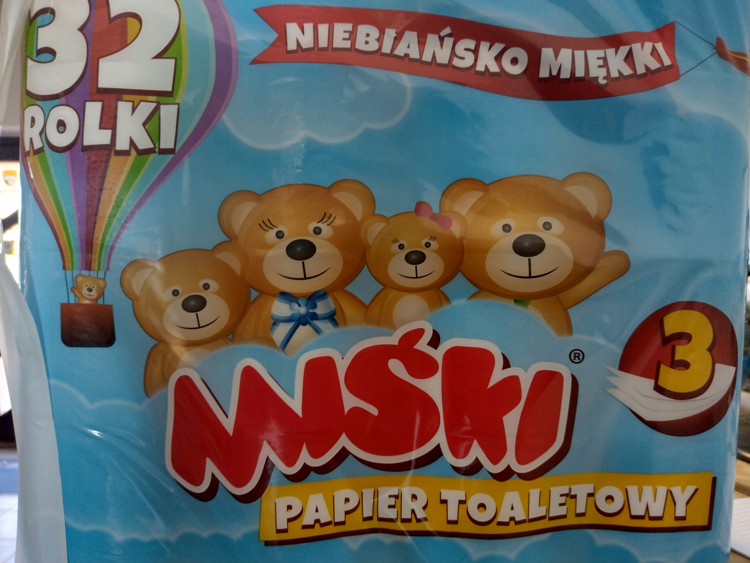 Toaletný papier biely medvedík 3 vrstvy 32 valcov