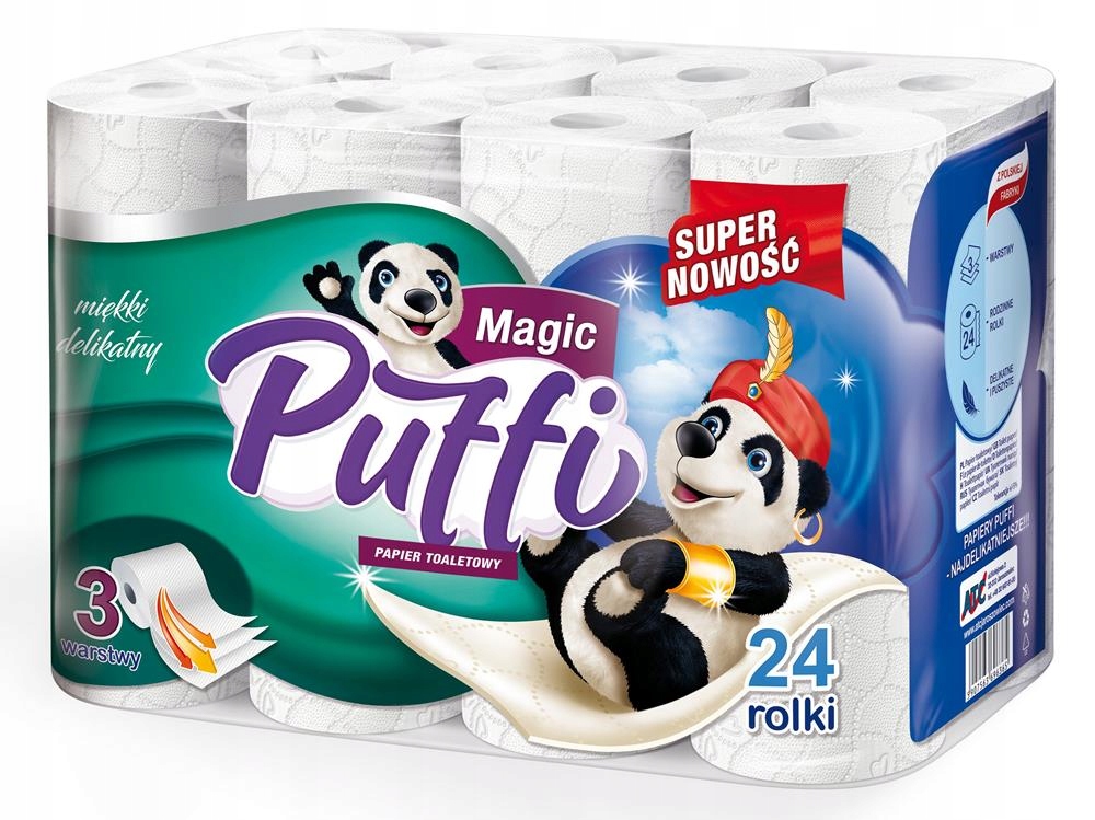 Pufffi toaletný papier biela cellulóza 24 valčekov 3 W valce