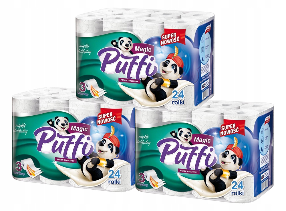 Pufffi toaletný papier biela cellulóza 72 valčekov 3w