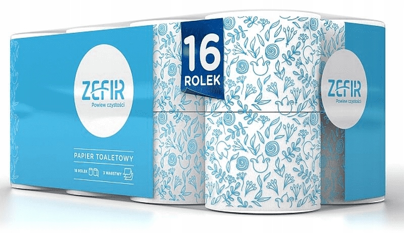 ZEFIR Biely toaletný papier 3 v 16 valcoch