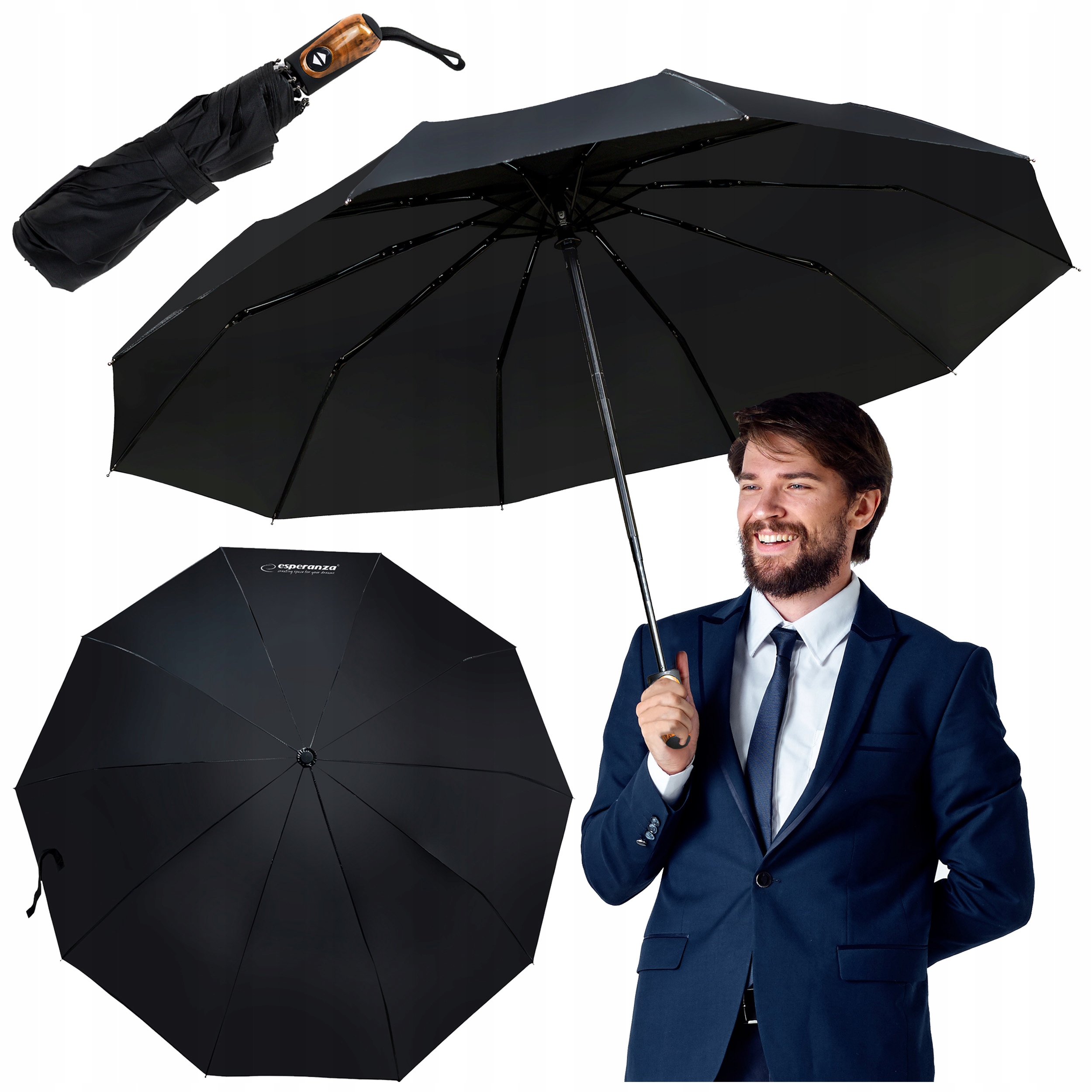 Dáždniky - Automatický dáždnik Esperanza čierny