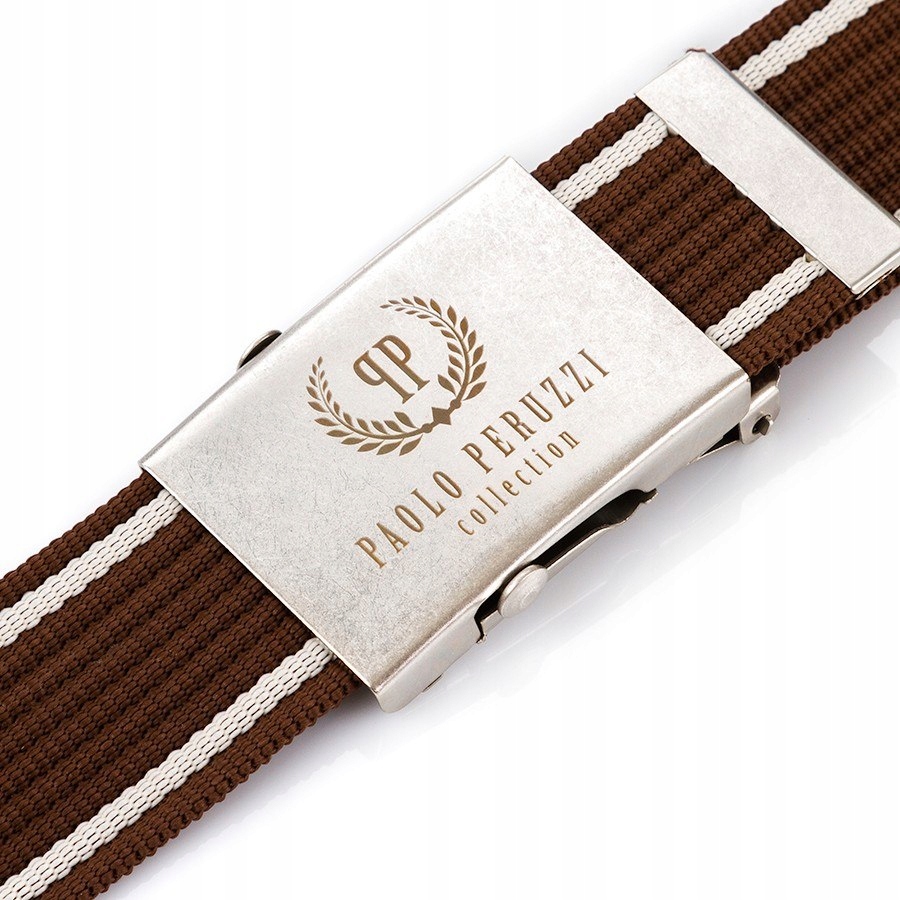 Opasok - Paolo Peruzzi White, Brown Strip - pánsky produkt