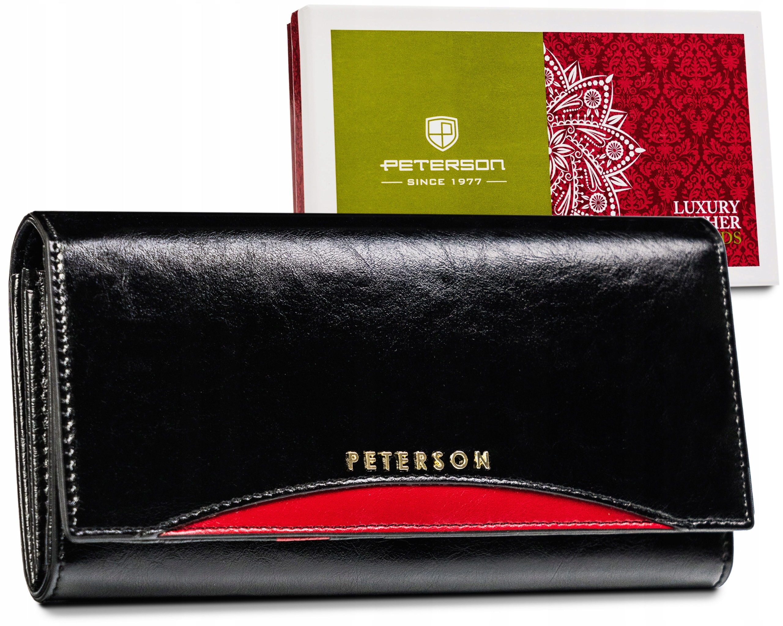 Peňaženka - Peterson Peterson Wallet Natural Leather Black, Red PTN PL-467-čierna produkt červenej ženy