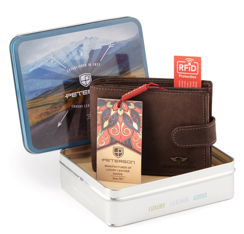Peňaženka - Peterson Peterson Wallet Prírodná koža hnedá Nubuck 304z - Pánsky produkt